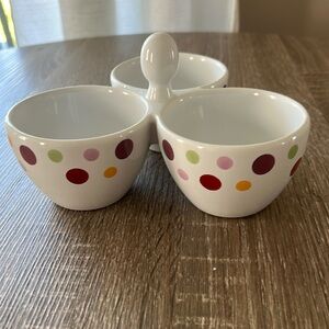 Pampered Chef Simple Additions Dots Bowl Trio #2078 Three Part Candy Condiment